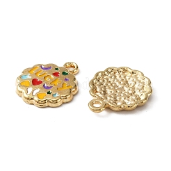 合金ペンダント  エナメル  ライトゴールド  幸運の言葉の花  ゴールド  16.5x14x2mm  穴：1.5mm&nbsp;ENAM-CJC0011-56LG-01