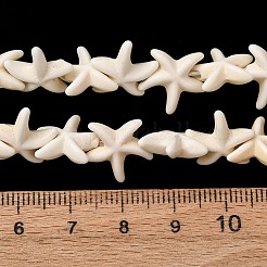 合成ターコイズ染色ビーズ連売り  ヒトデ  ホワイト  14x13x4.5mm  穴：1.2mm  約41個/連  13.58''（34.5センチメートル）&nbsp;G-B184-C01-02