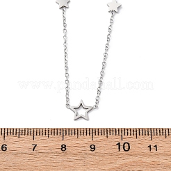 304ステンレススチールスターリンクチェーンネックレス  ステンレス鋼色  長さ15.75インチ(40cm)+55mmエクステンダー&nbsp;NJEW-R026-13P