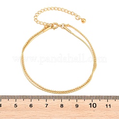 女性用304ステンレススチール製ボール＆スネークチェーン二重ブレスレット  ゴールドカラー  6.26インチ（15.9cm）&nbsp;BJEW-F537-02G
