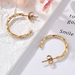 304ステンレススチールC字型スタッドピアス  イオンプレーティング（ip）  18KGP本金メッキ  20x2mm&nbsp;EJEW-R017-02G-04