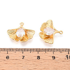 Brass Micro Pave Cubic Zirconia Pendants&nbsp;KK-N263-09G
