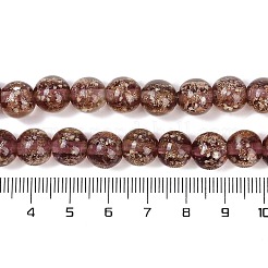 手作りゴールドパウダー入りランプワークビーズ連売り  蓄光  ラウンド  ブラウン  10mm  穴：1.2mm  約40個/連  14.3インチ（38cm）&nbsp;LAMP-P051-L06-10mm