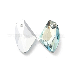 電気メッキガラスペンダント  バックメッキ  多面カット  ポリゴン  ライトブルー  19x11x5mm  穴：1.2mm&nbsp;EGLA-M029-04-04