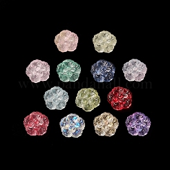 スプレー塗り透明ガラス・ビーズ  花  ミックスカラー  15x15x7mm  穴：1.4mm&nbsp;GLAA-D006-18