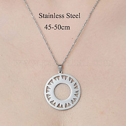 Non-Tarnish 201 Stainless Steel Hollow Sun Pendant Necklace&nbsp;NJEW-OY002-28