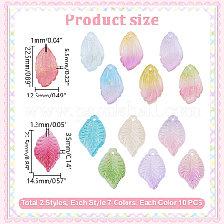 140Pcs 14 Color Autumn Theme Two Tone Spray Painted Glass Pendants&nbsp;GLAA-GA0001-84