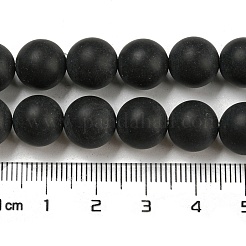 染色・加熱された天然黒瑪瑙ビーズ連売り  艶消し  ラウンド  10mm  穴：1mm  約19個/連  7.4インチ&nbsp;G-P088-14-10mm