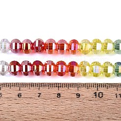 電気メッキ透明ガラスビーズ連売り  ランタン  多面カット  ミックスカラー  8~8.5x6~6.5mm  穴：1~1.4mm  約52~56個/連  13.58~14.37インチ（34.5~36.5cm）&nbsp;EGLA-N022-14A-B02