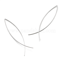 ミニマリストブラスイヤリング  手作りの契約イヤリング  イースターのためのイエスの魚  銀色のメッキ  59~60x14mm  ピン：0.7mm&nbsp;EJEW-TA0010-01S