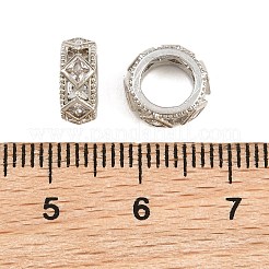 Brass Micro Pave Clear Cubic Zirconia European Beads&nbsp;CU-CBA6A75-14P
