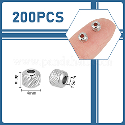 303ステンレススチールビーズ200個  ロンデル  ステンレス鋼色  4x3mm  穴：1.5mm&nbsp;STAS-UN0055-38