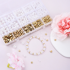 DIY ABS Plastic Imitation Pearl & CCB Beads Stretch Bracelets Making Kits&nbsp;DIY-YW0011-54