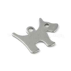 変色しない201ステンレススチールペンダント  犬チャーム  ステンレス鋼色  11x15x1mm  穴：1.4mm&nbsp;STAS-C108-34P