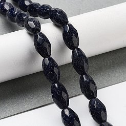 合成ブルーゴールドストーン青金砂石ビーズ連売り  多面カットコメ  12.5x8mm  穴：1.2mm  約16個/連  7.68インチ（19.5cm）&nbsp;G-P520-C25-01