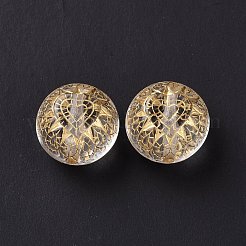 メッキクリアアクリルビーズ  ゴールドライン入り  ロンデル  透明  15x11mm  穴：1.8mm  309個/ 500g&nbsp;OACR-P013-10