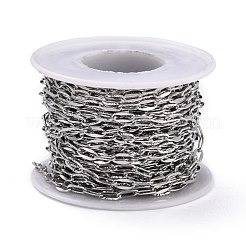 変色しにくい304ステンレススチールアズキチェーン  スプールで  ハンダ付け  ステンレス鋼色  7.5x3.5x0.8mm  10.93ヤード（10m）/ロール&nbsp;CHS-D033-05P-01