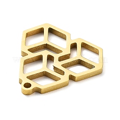 304ステンレスペンダント  レーザー切断  六角チャーム  ゴールドカラー  15x15x1mm  穴：1.2mm&nbsp;LS-STAS-D036-05G