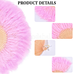Plastic & Feather Folding Fan&nbsp;AJEW-WH20130-171B