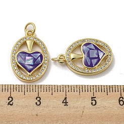Brass Micro Pave Cubic Zirconia Pendants&nbsp;KK-H457-01G