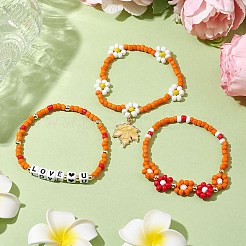 3個 3スタイルガラスストレッチブレスレット  ミックスカラー  内径：2~2-3/8インチ（5~6cm）  1個/スタイル&nbsp;BJEW-JB11075