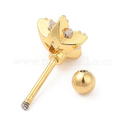 Brass Micro Pave Clear Cubic Zirconia Stud Earrings&nbsp;LS-EJEW-L265-09G
