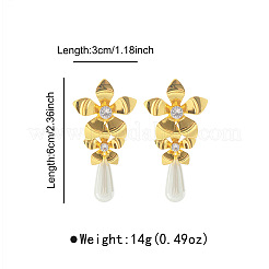 Alloy & Rhinestone & Plastic Pearl Stud Dangle Earrings&nbsp;WG394CA-01