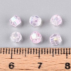 透明なスプレー塗装ガラスビーズ  コーン  ABカラーメッキ  多面カット  パールピンク  4~4.5x3.5mm  穴：1.4~1.6mm  約15380個/1000g&nbsp;EGLA-N018-4mm-11