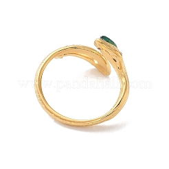 304ステンレススチールオープンカフリング  ガラスとラインストーン付き  ヘビ  18KGP本金メッキ  20mm  内径：18mm&nbsp;RJEW-M020-02G-01