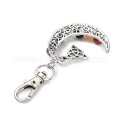 Wire Wrapped Chakra Synthetic & Natural Mixed Stone & Alloy Moon Pendant Decorations&nbsp;HJEW-JM01576-02