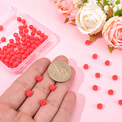 2連売り合成サンゴ彫刻ビーズ連売り  染め  花  レッドオレンジ  6mm  穴：1.2mm  約60個/連  14.57インチ（37cm）&nbsp;CORA-PA0001-01