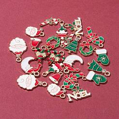 24Pcs 12 Style Christmas Theme Eco-Friendly Alloy Enamel Pendants&nbsp;ENAM-FS0001-30