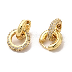 Ring Rack Plating Brass Micro Pave Cubic Zirconia Hoop Earring&nbsp;EJEW-C057-03G
