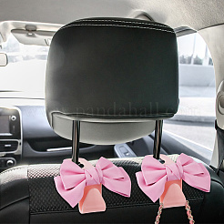 プラスチック製の車用フック  蝶結びの合成皮革付き  ショッキングピンク  95x110x85mm&nbsp;AJEW-WH0270-846A
