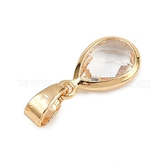 ガラスチャーム  ティアドロップ  真鍮パーツ  多面カット  18KGP本金メッキ  11.5x7x3.5mm  穴：2.8x4mm&nbsp;PALLOY-JF04360