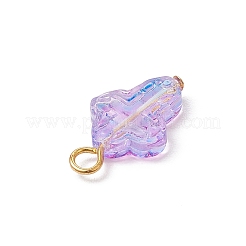 ガラスチャーム  クロス  鉄ループ付き  ゴールドカラー  19~19.5x11.5x4mm  穴：2.5~3mm&nbsp;PALLOY-JF03681-02