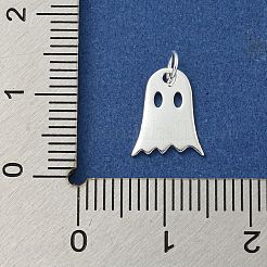 スターリングシルバーのハロウィンゴーストチャーム925個  丸カン＆スタンプ925個付き  銀  10.5x8.5x0.8mm  穴：2.8mm&nbsp;STER-NH0001-75S