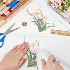 ポリエステル製衣類パッチ2個  蘭の花  ラベンダーブラッシュ  140x165x1.5mm&nbsp;PATC-GF0001-85A