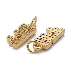 Brass Micro Pave Clear Cubic Zirconia Charms&nbsp;ZIRC-Z011-30G