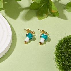 Handmade Lampwork Mushroom Dangle Stud Earrings&nbsp;EJEW-JE04928