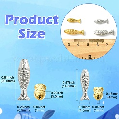 16個 4スタイル 304ステンレススチールビーズ  魚  ミックスカラー  14.5~20.5x4.5~6.5x4~5.5mm  穴：1mm  4個/スタイル&nbsp;STAS-CJ0003-53