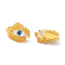 プラスチックアイスタッドピアス  黄金合金のイヤリング  ディープスカイブルー  34.5x23mm&nbsp;LS-EJEW-Z029-01B