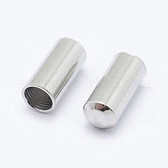 変色しにくい304ステンレススチールコードエンド  エンドキャップ  コラム  ステンレス鋼色  7x3mm  内径：2.5mm&nbsp;STAS-I097-072B