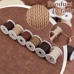 6 Rolls 6 Colors Imitation Leather Braided Cord&nbsp;WL-PH0004-24