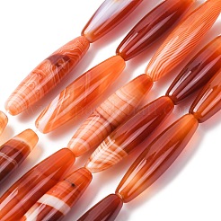天然バンド /縞aビーズ連売り  ライス  チョコレート色  40~40.5x10~10.5mm  穴：1.6mm  約10個/連  15.75''（40センチメートル）&nbsp;G-Z113-A06