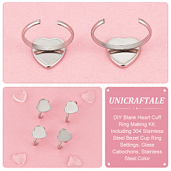 DIY Blank Heart Cuff Ring Making Kit&nbsp;FIND-UN0002-92