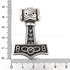 316サージカルステンレスペンダント  トールのハンマーチャーム  アンティークシルバー  48x32.5x14.5mm  穴：8mm&nbsp;STAS-Z073-04AS