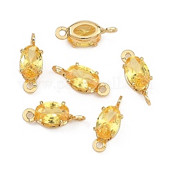 SHEGRACE Brass Pave Cubic Zirconia Oval Connector Charms&nbsp;XGRQ2O646-437C-G
