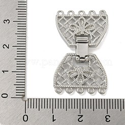 真鍮製折りたたみ式クラスプ  カドミウムフリー＆ニッケルフリー＆鉛フリー  蝶結び  1連  5穴  プラチナメッキ  10mm  穴：33x20mm&nbsp;KK-N254-117P-01