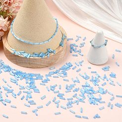 ガラスのラッパビーズ 50g  模造キャットアイ  空色  6.5~7x1.5~2mm  穴：0.8~1mm&nbsp;SEED-SZ0001-024D